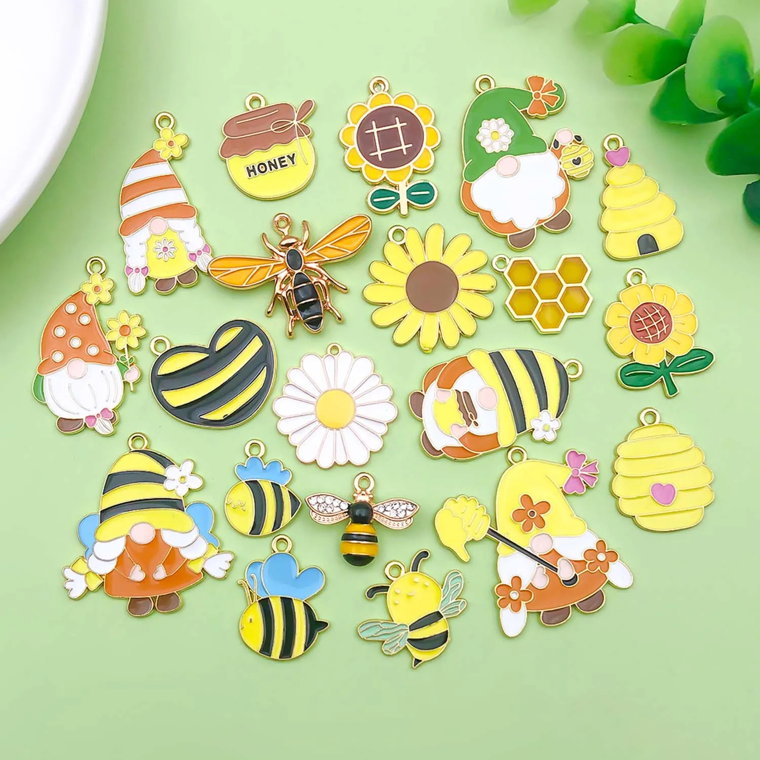 10/20 قطعة المينا النحل ، العسل ، قزم ، زهرة سحر سبيكة النبات ، الحشرات المعلقات ل سوار ذاتي الصنع قلادة صنع المجوهرات الإكسسوارات #3