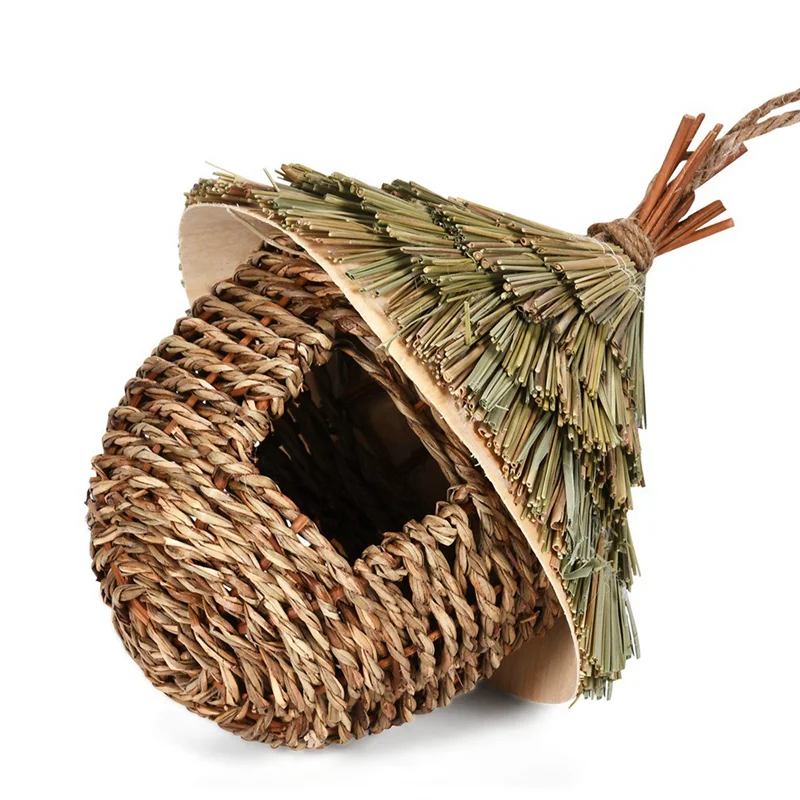 

A35F New 3Pcs Hand Woven Hanging Humming Bird House Outdoor Bird House For Nesting,Natural Grass Bird Nest For Garden,Patio