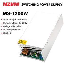 MZMW Switching Power Supply MS-1200W 180V-264V AC/DC 12V 15V 24V 36V 48v 60V 72V 80V 110V 150V 220V Voltage Adjustable SMPS