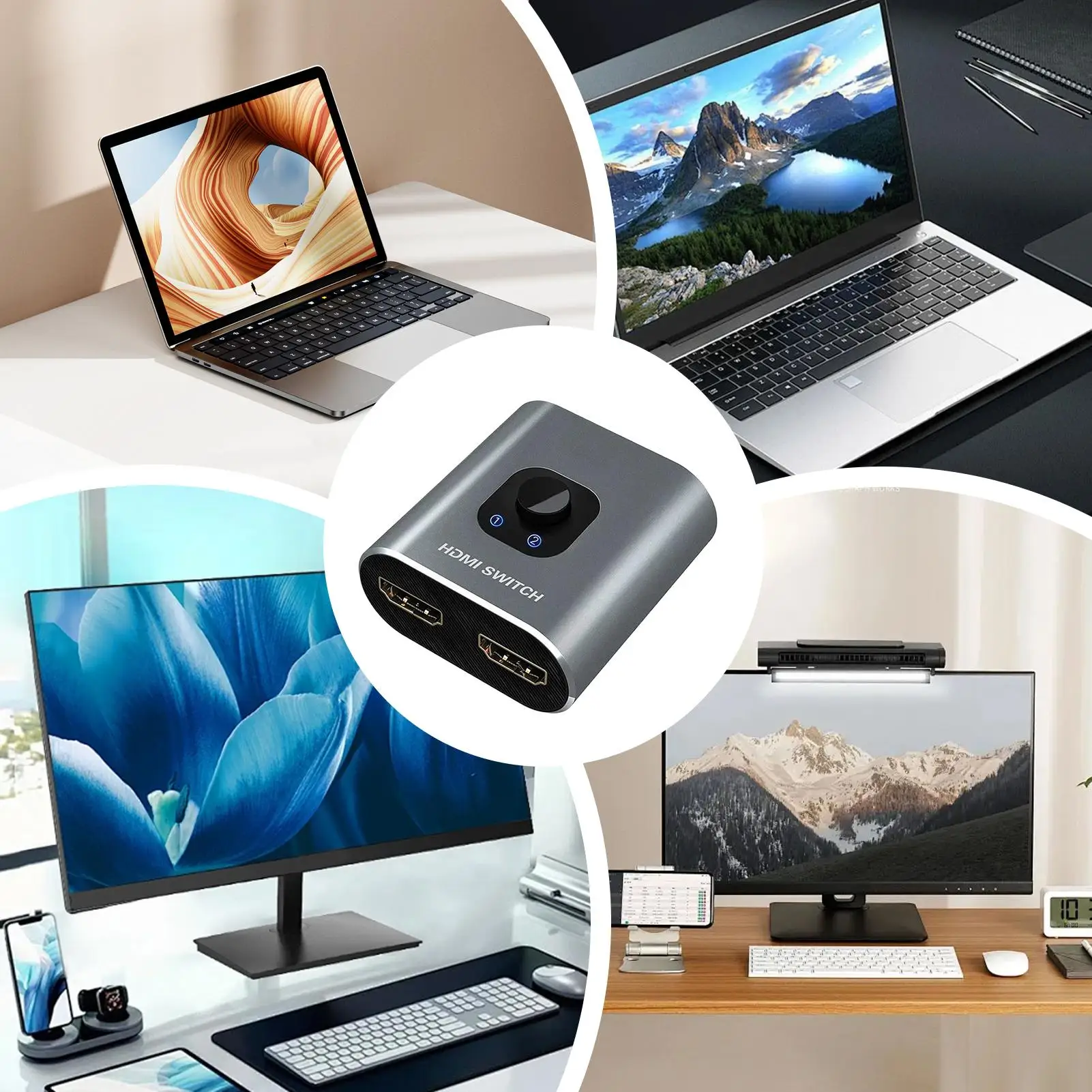 디스플레이 스플리터 2인 1아웃 어댑터 커넥터 플러그 앤 플레이 디스플레이 포트 스플리터 PC 노트북 모니터 TV 홈 워크 스튜디오용