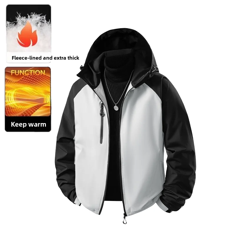 

Windproof Long-sleeved Zipper Down Jacket Men's Jacket New Couple Warm Coat Cool Loose and Versatile Coat for Autumn and Winter