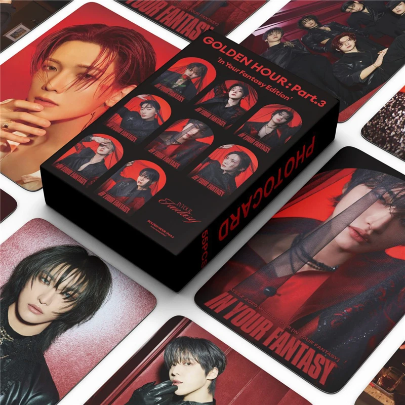 55pcs/set ATEEZ Album Postcards In Your Fantasy Collectible Cards GOLDEN HOUR : Part.3 LOMO Cards San Wooyoung Photo Cards