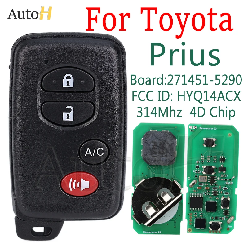 Car Remote Key 314Mhz 271451-5290 for Toyota Prius/Plug-In 2010 2011 2012 2013 2014 2015 FCC ID: HYQ14ACX Car Smart Control Key