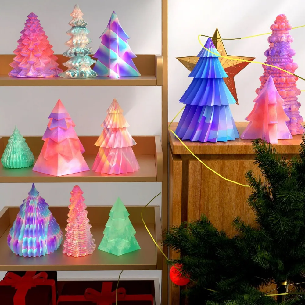 Multi Style Origami Christmas Tree Silicone Candle Mold Striped Pointed Cone Resin Crystal Mould Fest Party Decor Chocolate Gift