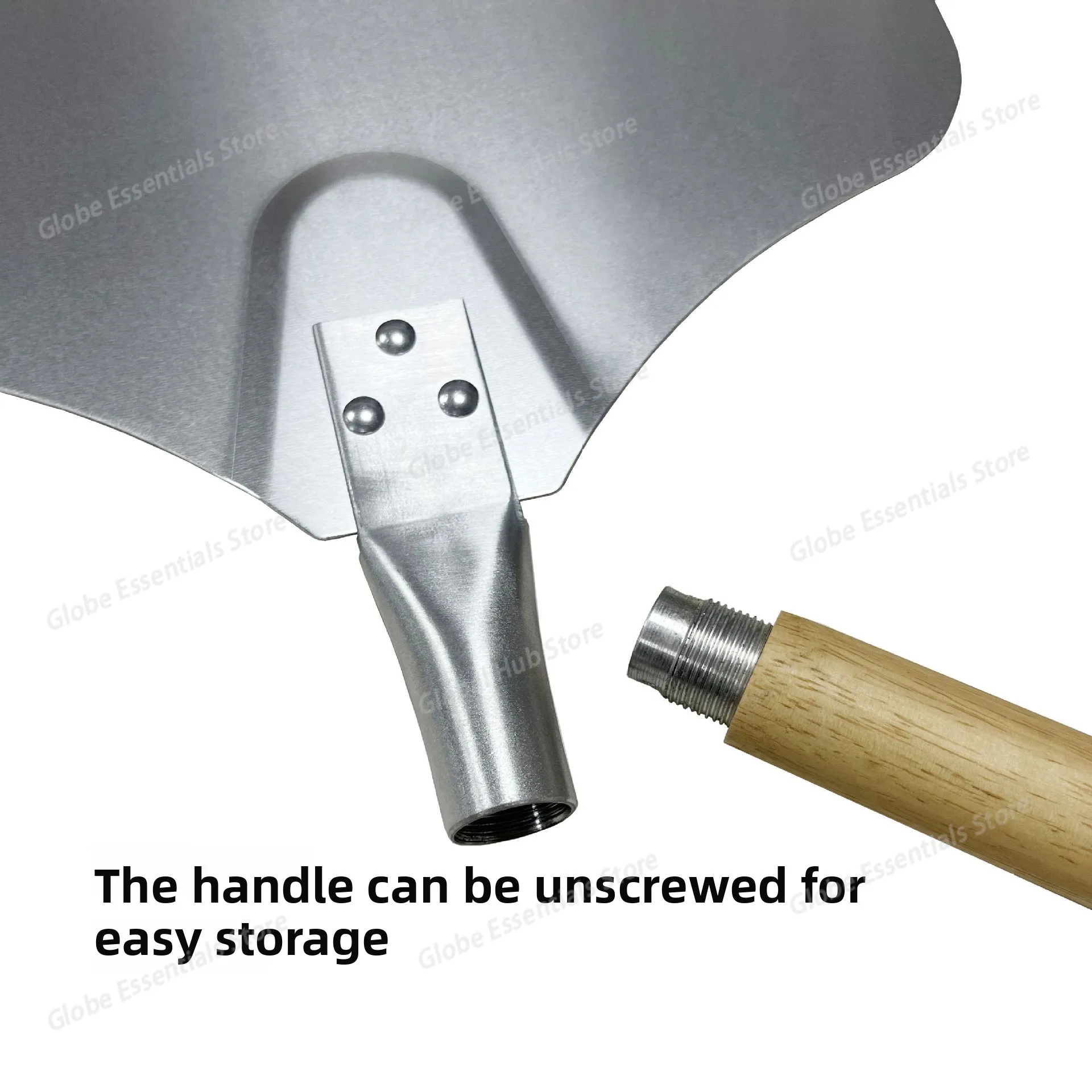 Large Aluminum Pizza Peel, Detachable Handle Spiral Pattern Aluminum Spatula, Cake Transfer Shovel, Baking Tool