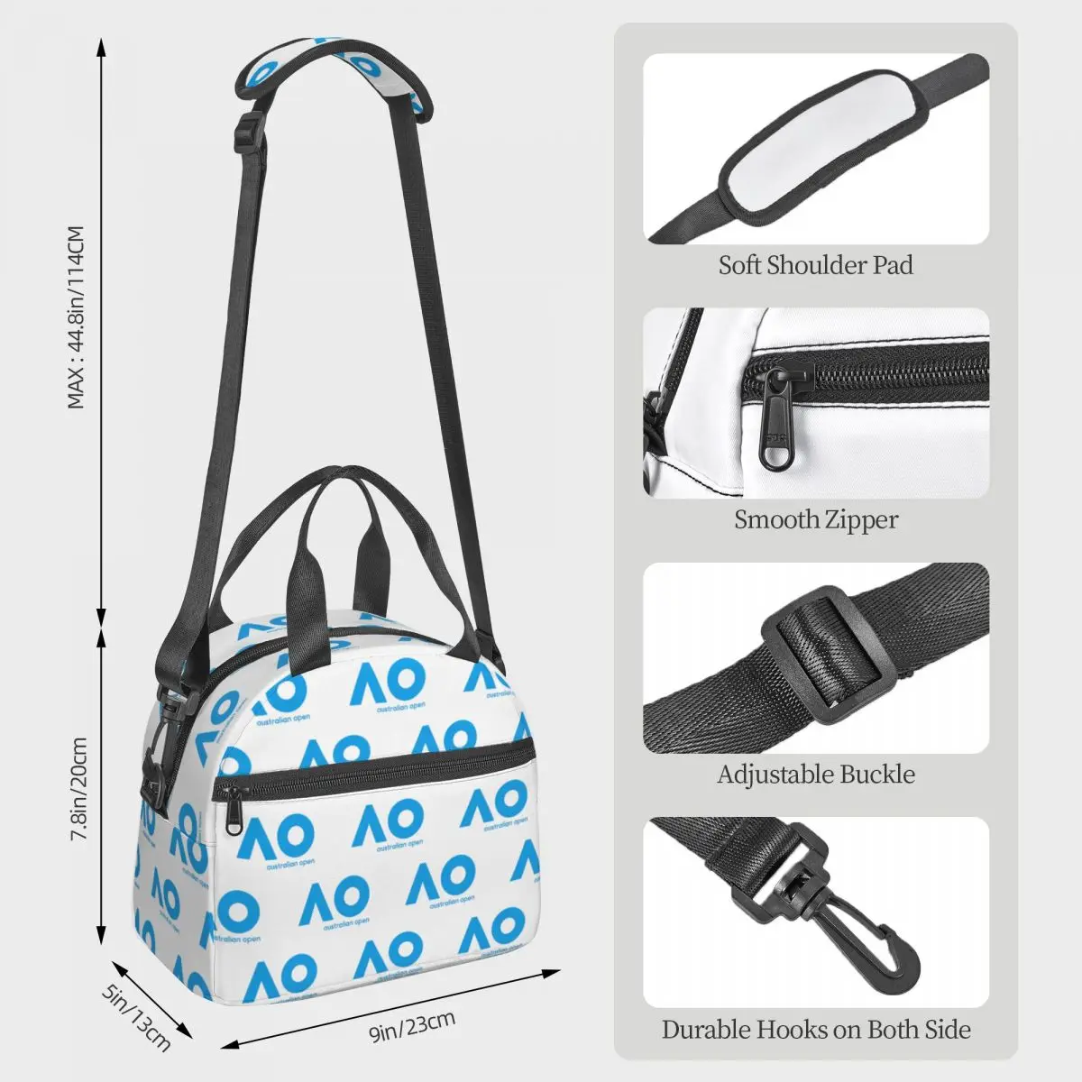 Australian Open AO (Blue Version) Insulated Lunch Bag for Women Office Cooler Thermal Box Tote Leakproof Lunch Boxes