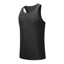 Camiseta de gimnasio de alta calidad para hombre, camisetas sin mangas de secado rápido, camisetas de Fitness, chaleco deportivo de malla transpirable