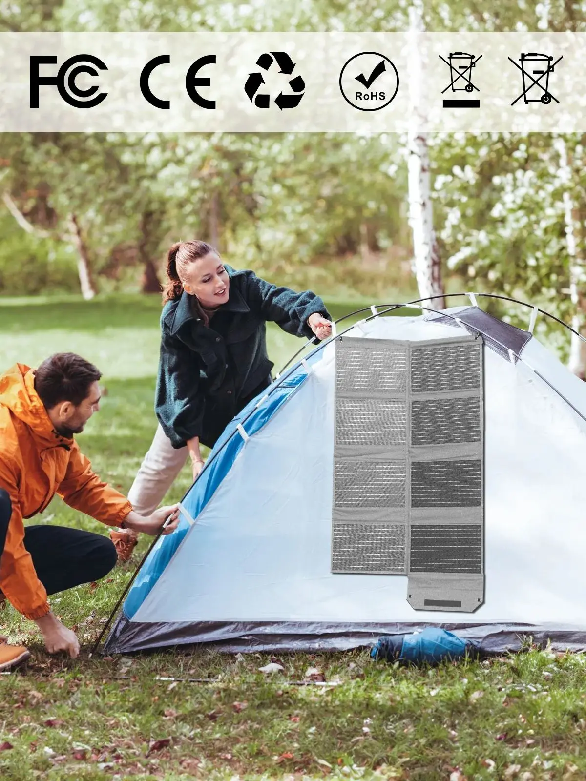 MHPOWOS 80W opvouwbaar zonnepaneel, draagbare voeding met 4 poorten (DC/USB-C/2xUSB-A) en 7-in-1 connector voor noodback-up - afbeelding 2