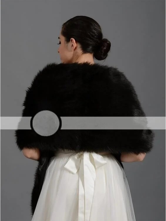 Schwarz Weiß Elfenbein Gefälschte Pelz Wrap Lange Schal Braut Bolero Hochzeit Shrug Abendkleid Mantel Jacke Warme