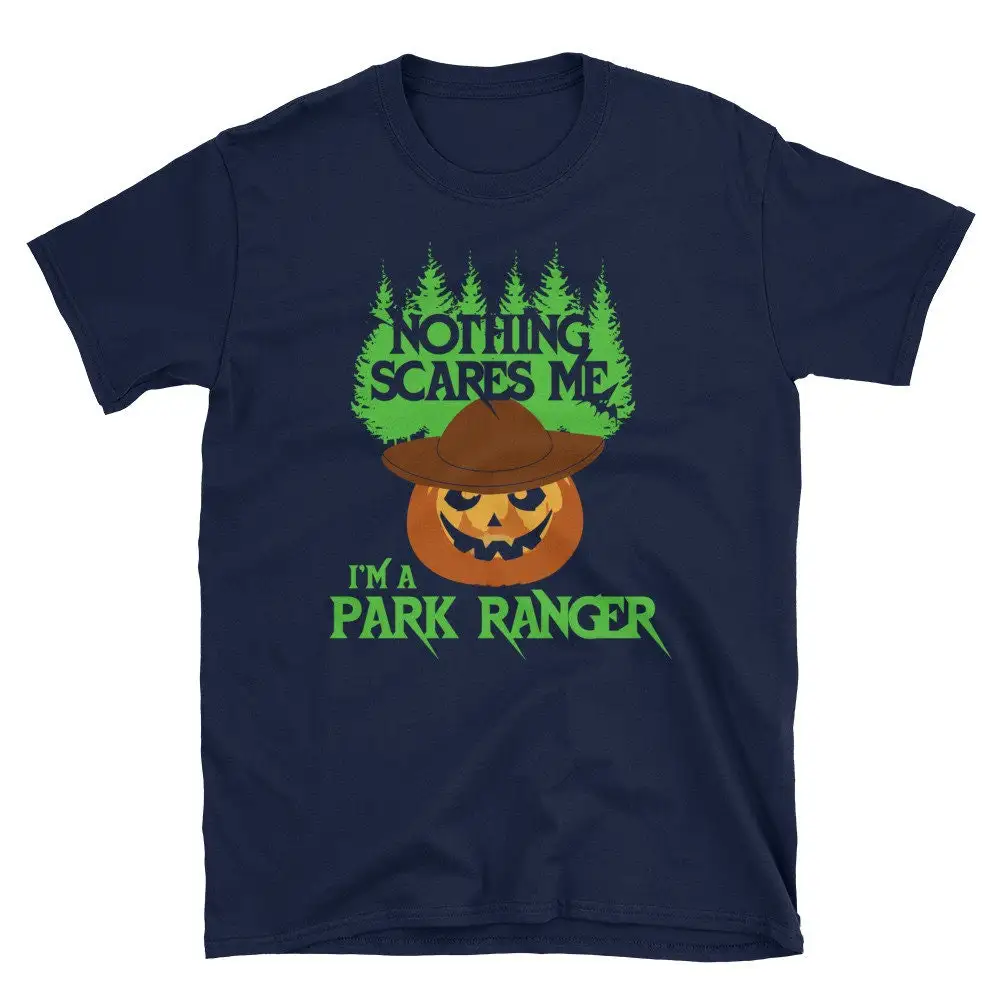 Park Ranger Blue Line on Pumpkin for Halloween Party Tee T Shirt