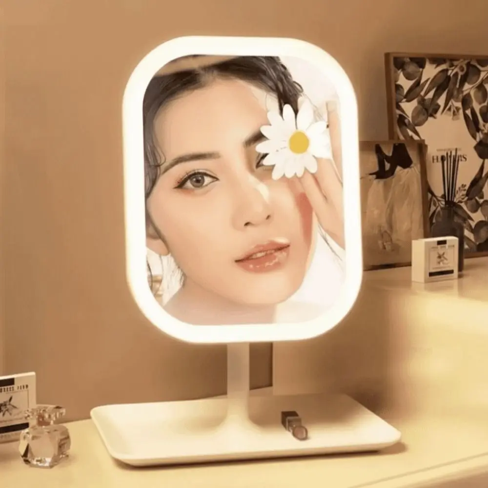 Portable LED Makeup Mirror LED Free Rotation Intelligent Makeup Mirror Luminous Makeup mirror for Women's Bedroom Dressing Table