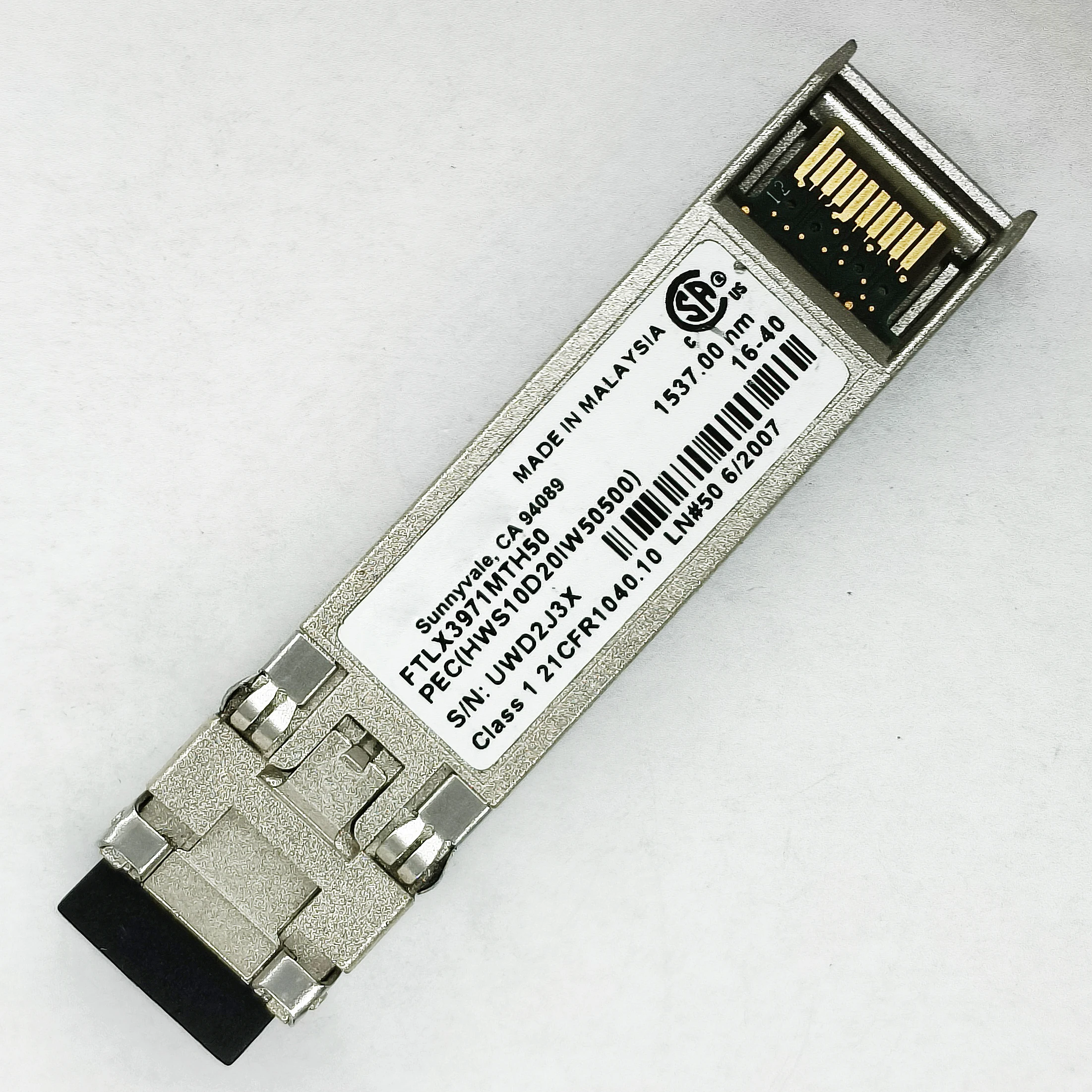 Genuine For Finisar XFP FTLX3971MTH50 10G ER 40km 1537.00nm PEC SMF Duplex LC Refurbished Transceiver Optical Module