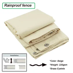 Beige Polyester Waterproof Balcony Privacy Screen Net Terrace Windproof Fencing Net Rainproof Sun Shading Sails Canopy