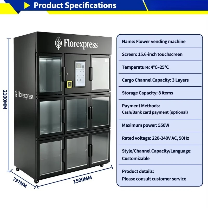 Smart Cake Vending Machine SDK Function Touch Screen Refrigerated Cupcake Dessert Bread Fresh Food Vending Machine for Sale