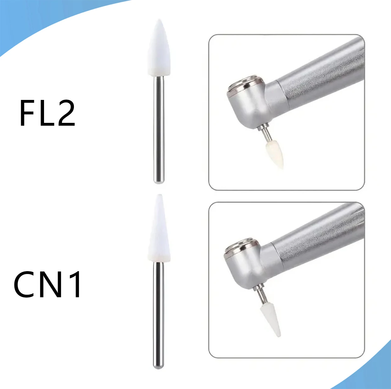 12pcs/Box Dental White Stone Polishing FG 1.6mm Burs Cone/Flame/Round Shape Arkansas Stone FL2 CN1 Finishing Enamel Composite view 4