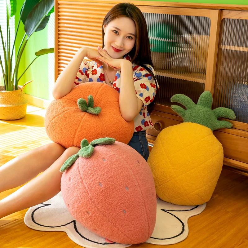 Pillow Soft Pink Strawberry Pineapple Orange Girls Sleep Bedroom Lovely Plush Simple Practical Fashion 2023 New Product