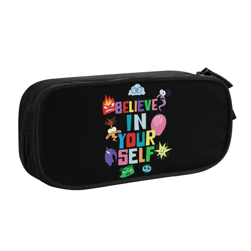 Custom Cute Inside Out Believe In Yourself Pencil Case for Girl Boy Big Capacity Pencil Box School Accessories