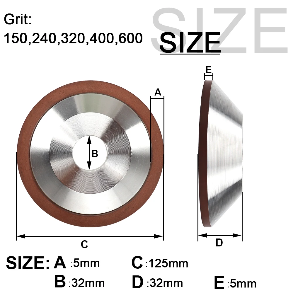 100/125/150mm Diamond Grinding Wheel Cup Resin Grinding Disc for Metal Tungsten Steel Milling Cutter Polishing Cutting Tools