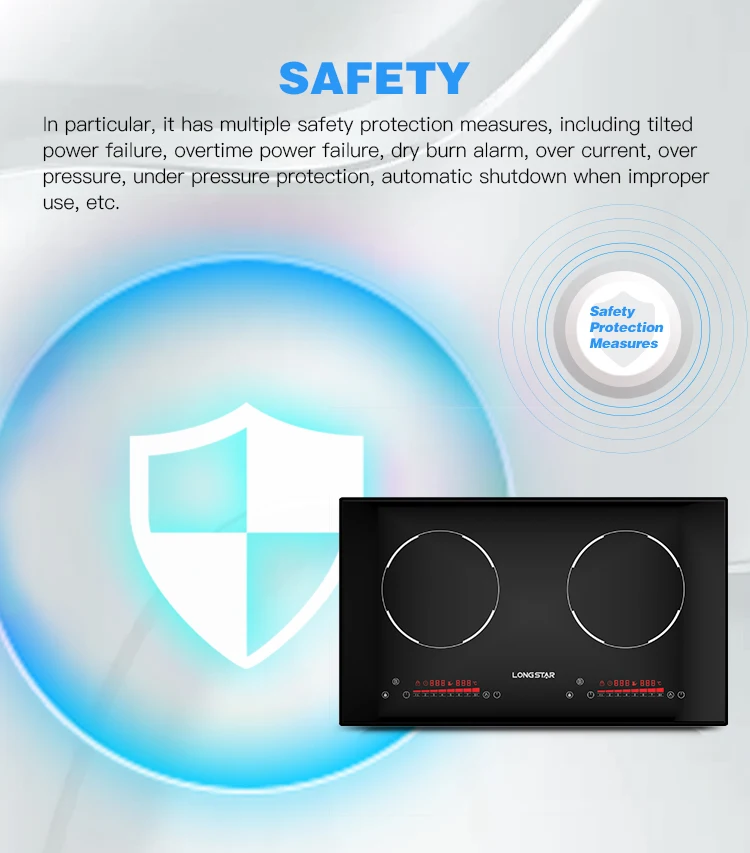 مصنع 2025 موقد كهربائي جديد للمطبخ مع منطقة تحكم غير مرئية طباخ التعريفي المزدوج لوحة سيراميك 4400 واط طباخ التعريفي