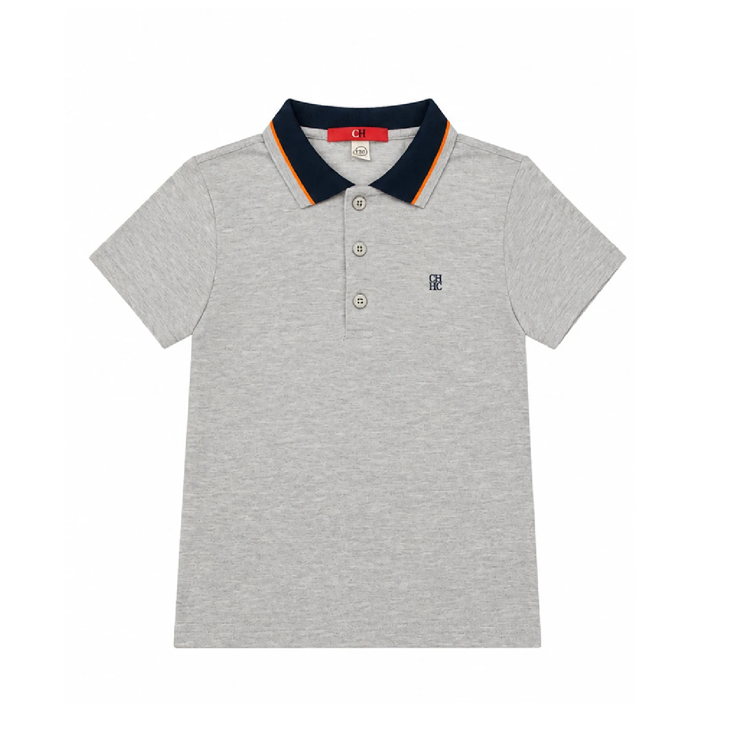 CH Kids Boy Short Sleeve Polo Shirt Contrast Edge Collar Embroidered Logo Cotton Daily School Sports Casual Tops