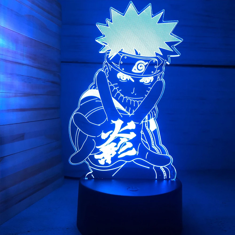 Anime Naruto Uzumaki LED Night Light Toys Akatsuki Kakashi Hatake Kid Bedroom Nightlight Itachi Uchiha 3D 16 colors Lamp Decor view 5