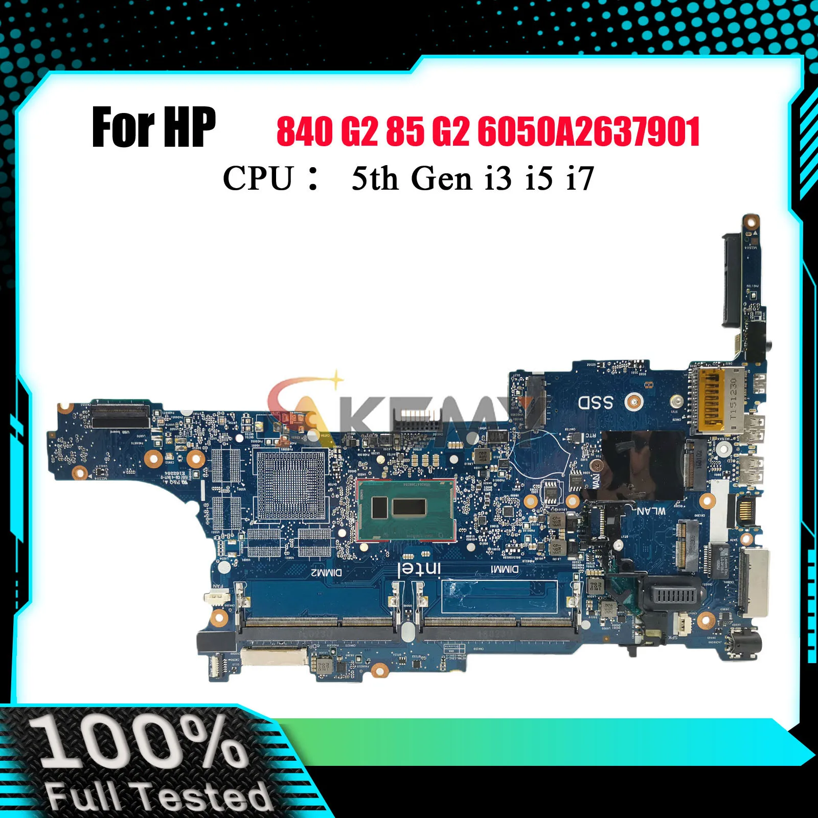 

6050A2637901 для ноутбука HP EliteBook 840 G2 850 G2, материнская плата с процессором i5 i7 5-го поколения 799511-001 799511-601, 100% полностью протестировано