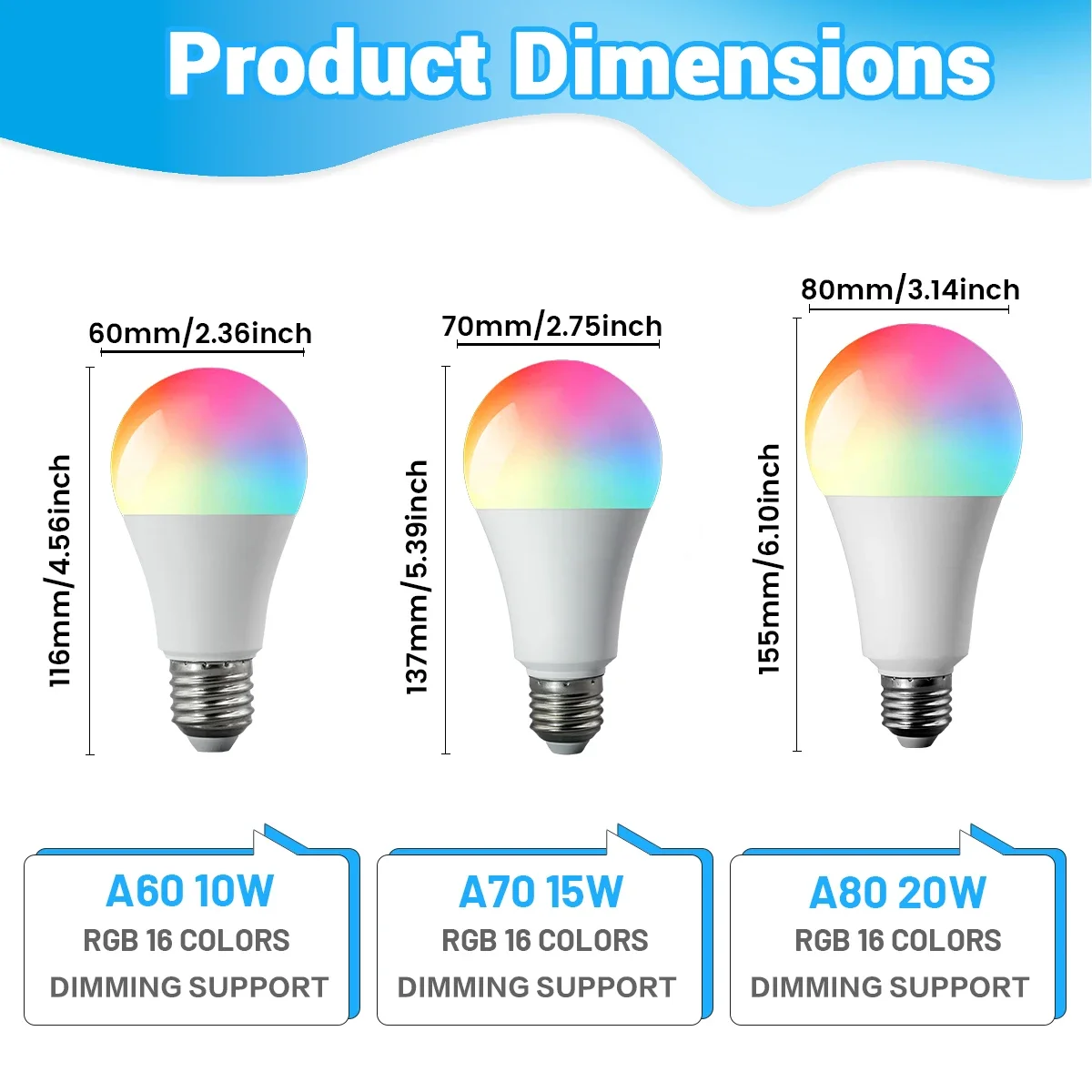 3PCS/LOT Smart RGBW Bulbs  E27 20W 15W 10W LED Light RGB Lampada Changeable Colorful RGBW LED Lamp with IR Remote Control 220V