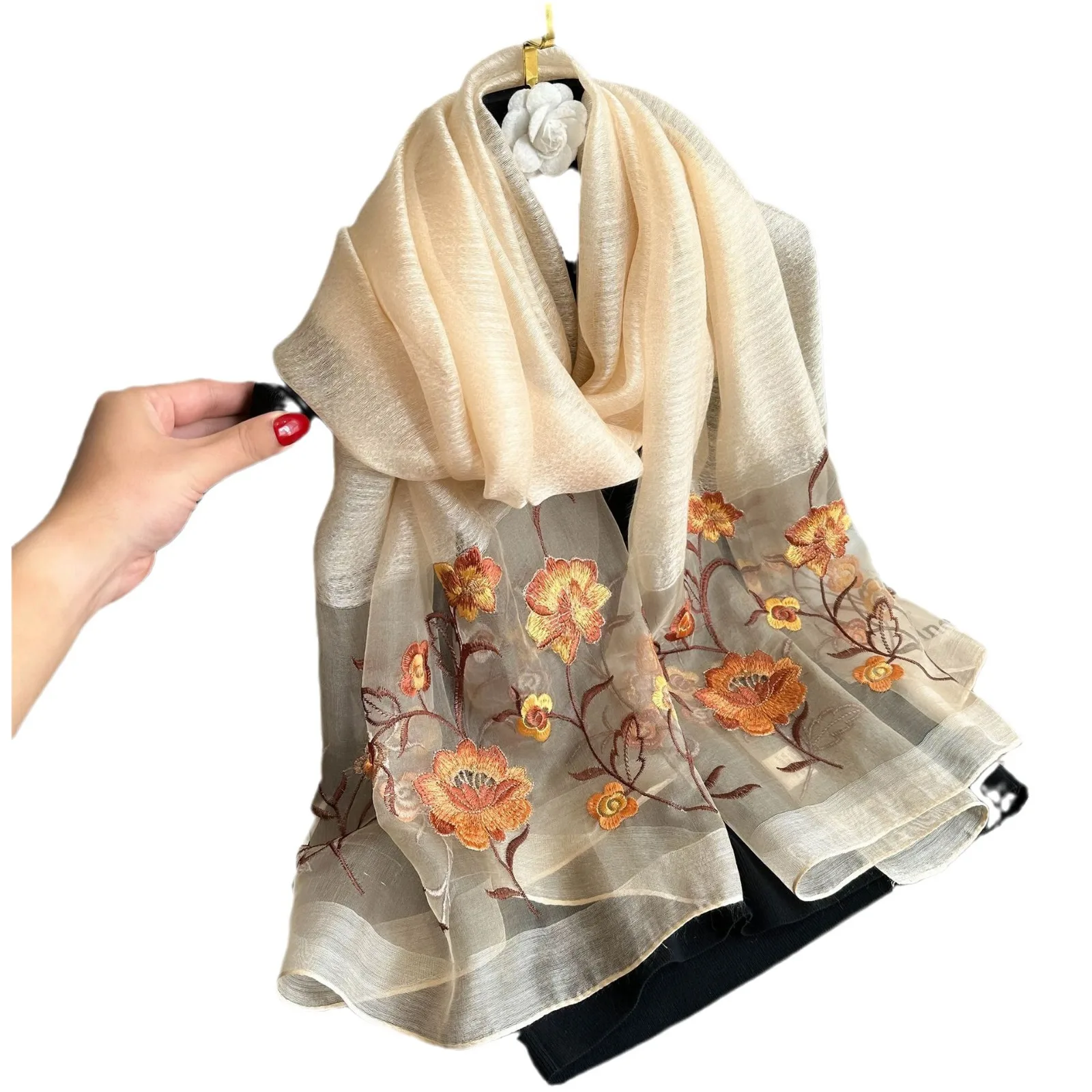 Luxury Brand Solid Silk wool scarf for Women Shawls Scarves Summer Hijab Fashion Warm Long Bandana Foulard Pashmina Poncho new