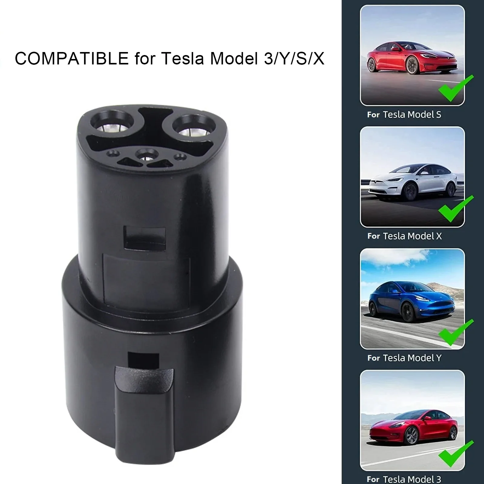 EV Charger Adapter for Type1 J1772 to Tesla Model X Y 3 S Electric Vehicle Charging Gun Connector EVSE Conversion Socket Black