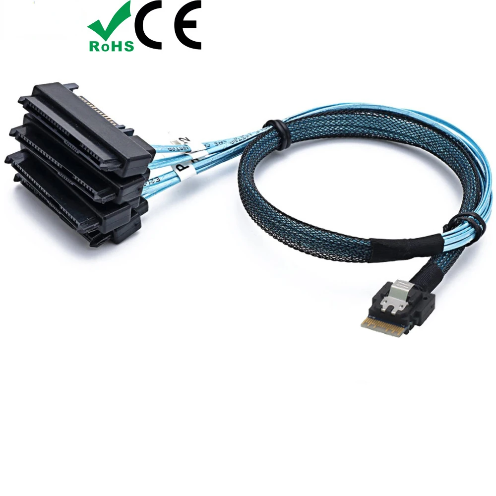 

PCI-E Ultraport Slimline SAS 4.0 38pin SFF-8654 4i To 4X SFF-8482 with 15P SATA 2 in 1 Server Target Cable