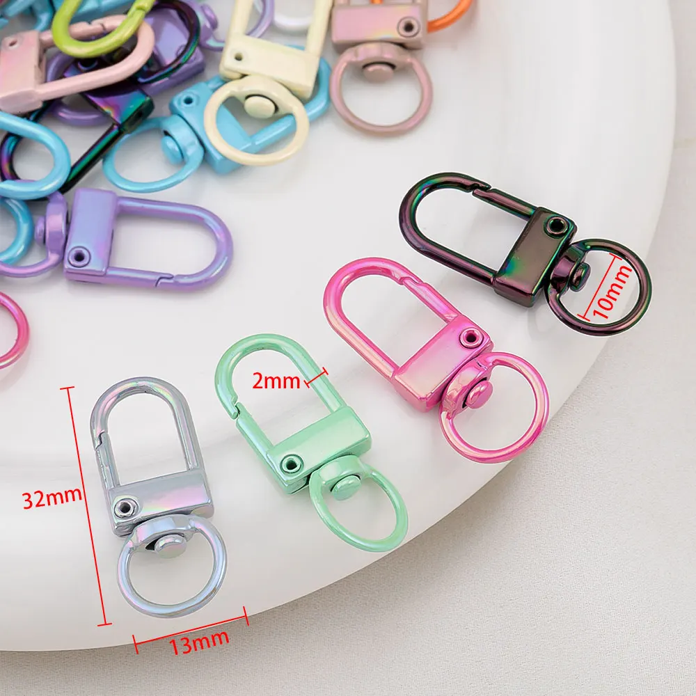 10Pcs/Lot Colorful Alloy Snap Lobster Clasps Hooks Keychain Findings For Jewelry Making DIY Keychains Bag Charms Accessories view 6