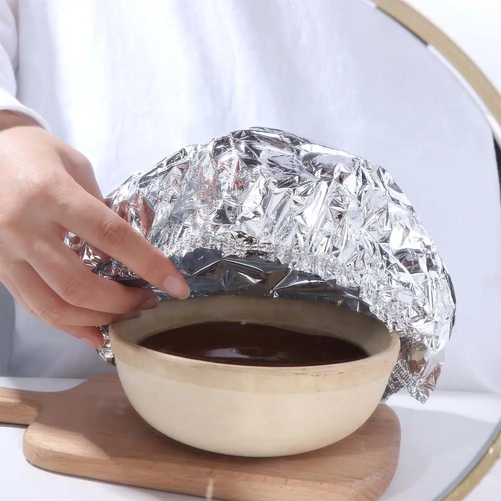 

100Pcs Reusable Aluminum Foil Bowl Cover Extendable Silver Food Insulation Cover Universal Elastic Band Dish Protection Cover