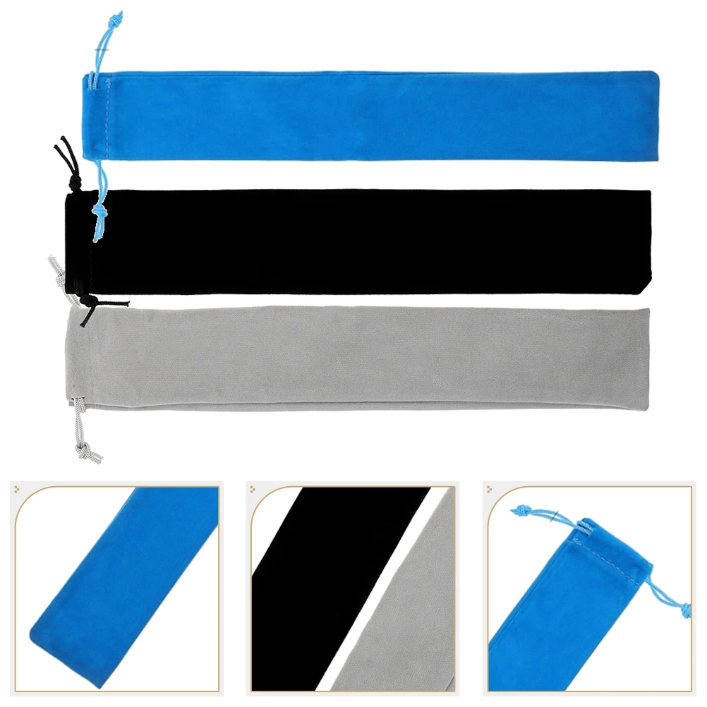 

3pcs Recorder Bag Soft Drawstring Flute Storage Soprano Instrument Drawstrings Suede Bags Holder Portable Music Pouch