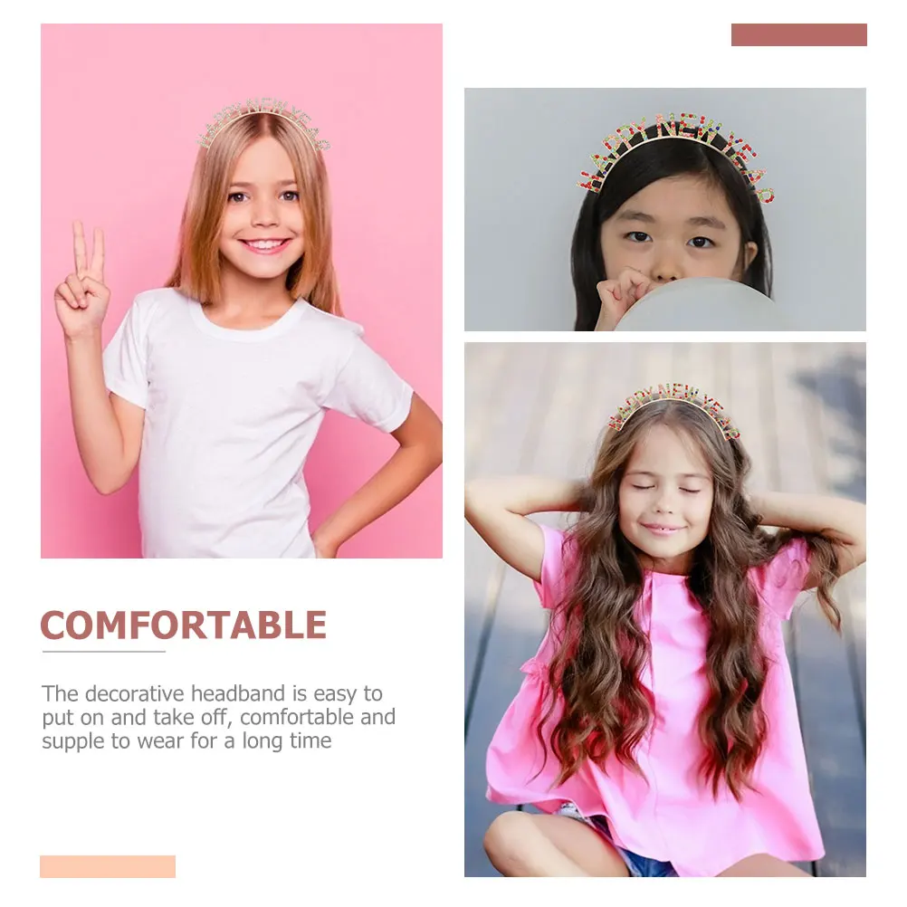 

2Pcs New Year Headband Shiny Rhinestone Durable Comfortable Hair Accessory Party Festival Props New Year Accessories