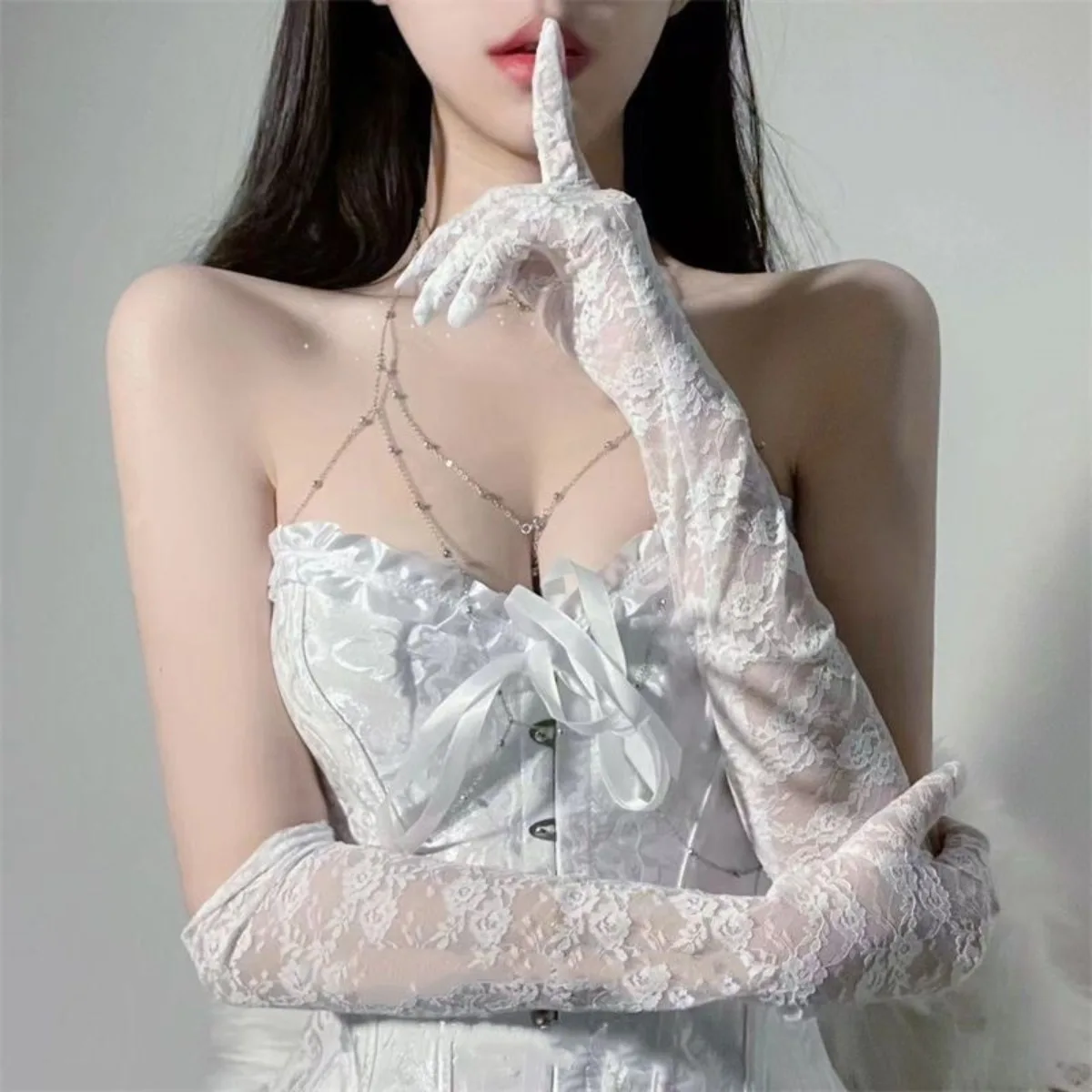 Girl Group Lolita Spitzenhandschuhe |   Sexy Foto-Requisiten im Retro-Stil aus durchsichtigem Netzstoff |   Manschetten für Hochzeitskleiderärmel |   Stylingzubehör für Damen
