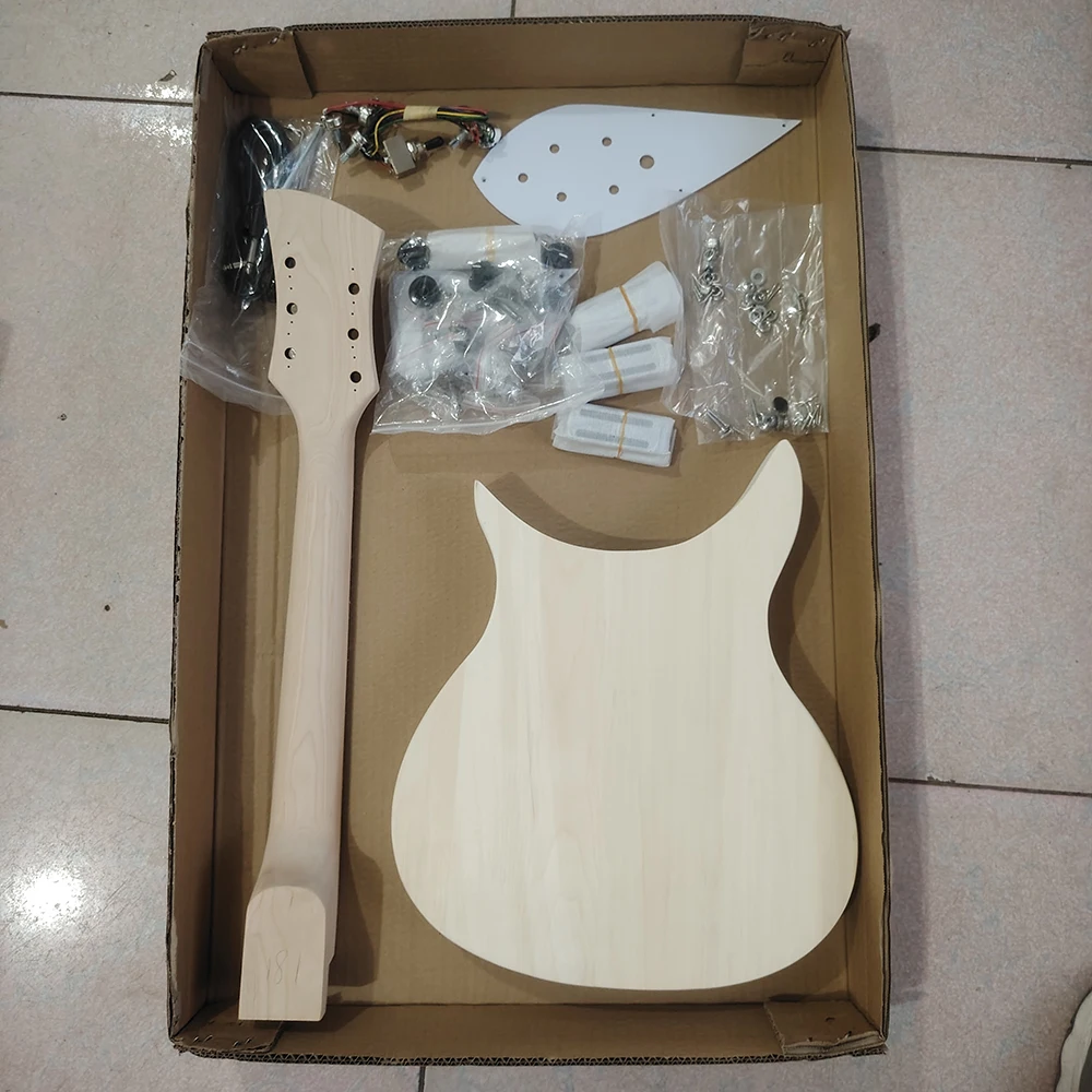 325 Kit chitarra elettrica fai da te RICKEN, legno trasparente, accessori completi, consegna veloce