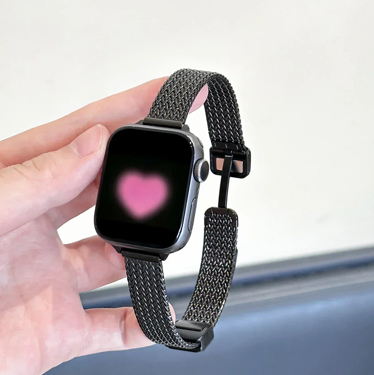 Magnetic Folding Loop Band For Apple Watch 9 8 7 41mm 45mm Slim Women Stainless Steel Strap For iwatch SE 6 5 4 40/44mm 38/42mm image 4