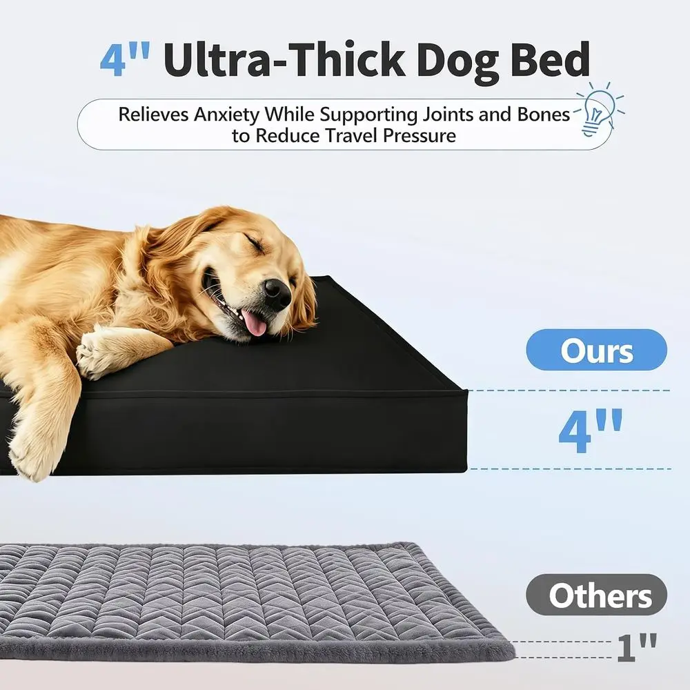 Orthopedic Backseat Dog Bed with Waterproof Cover for Large SUVs and Trucks, Black