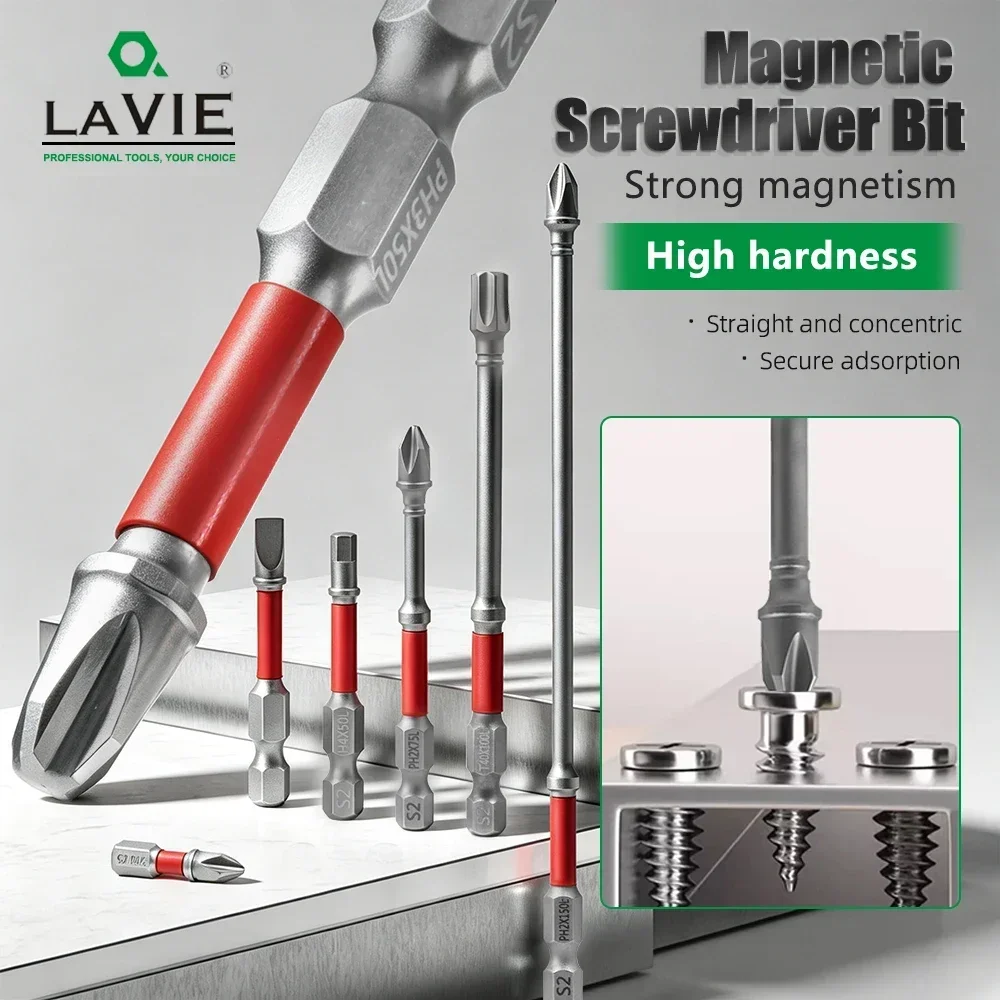 LAVIE PH2 Impact Screwdriver Bit Set S2 Steel 1/4" Hex Shank 50/100/150mm Cross Hex Torx Drill Bit AE131250T