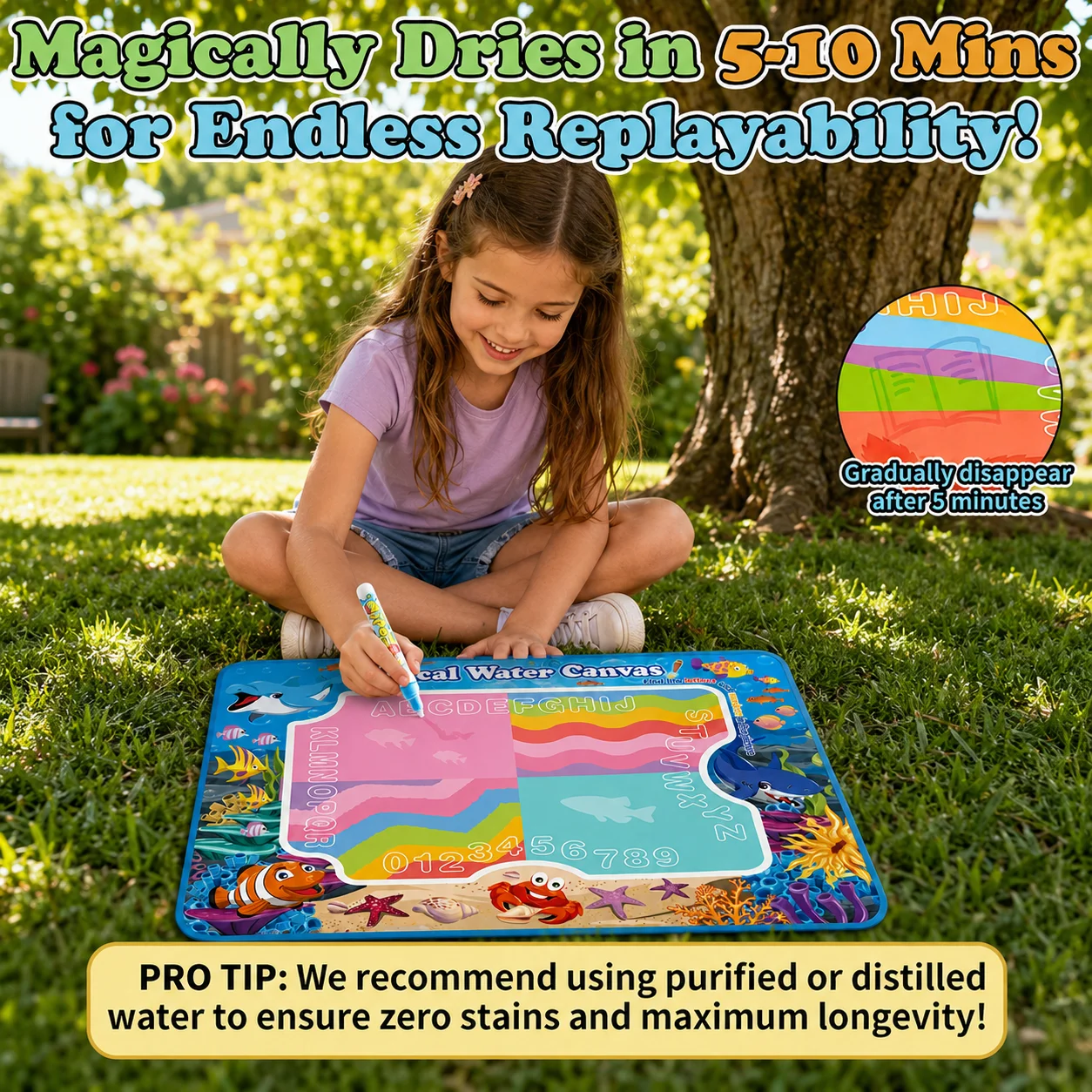 52x40 cm Magic Water Drawing Mat Reusable Doodle Painting Board with Random Color Accessories, Toys for Kids Halloween Christmas