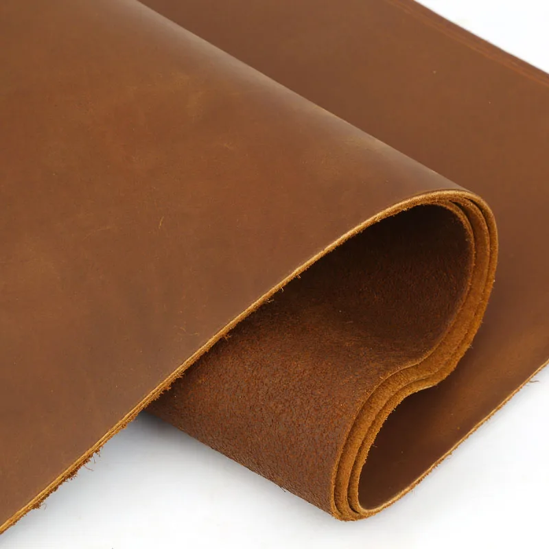جلد الحصان المجنون باللون الأصفر والبني بسمك 2 مم من جلد البقر الصلب، طبقة علوية مصنوعة يدويًا، دفتر الأستاذ المصنوع يدويًا، شمع زيتي متغير اللون