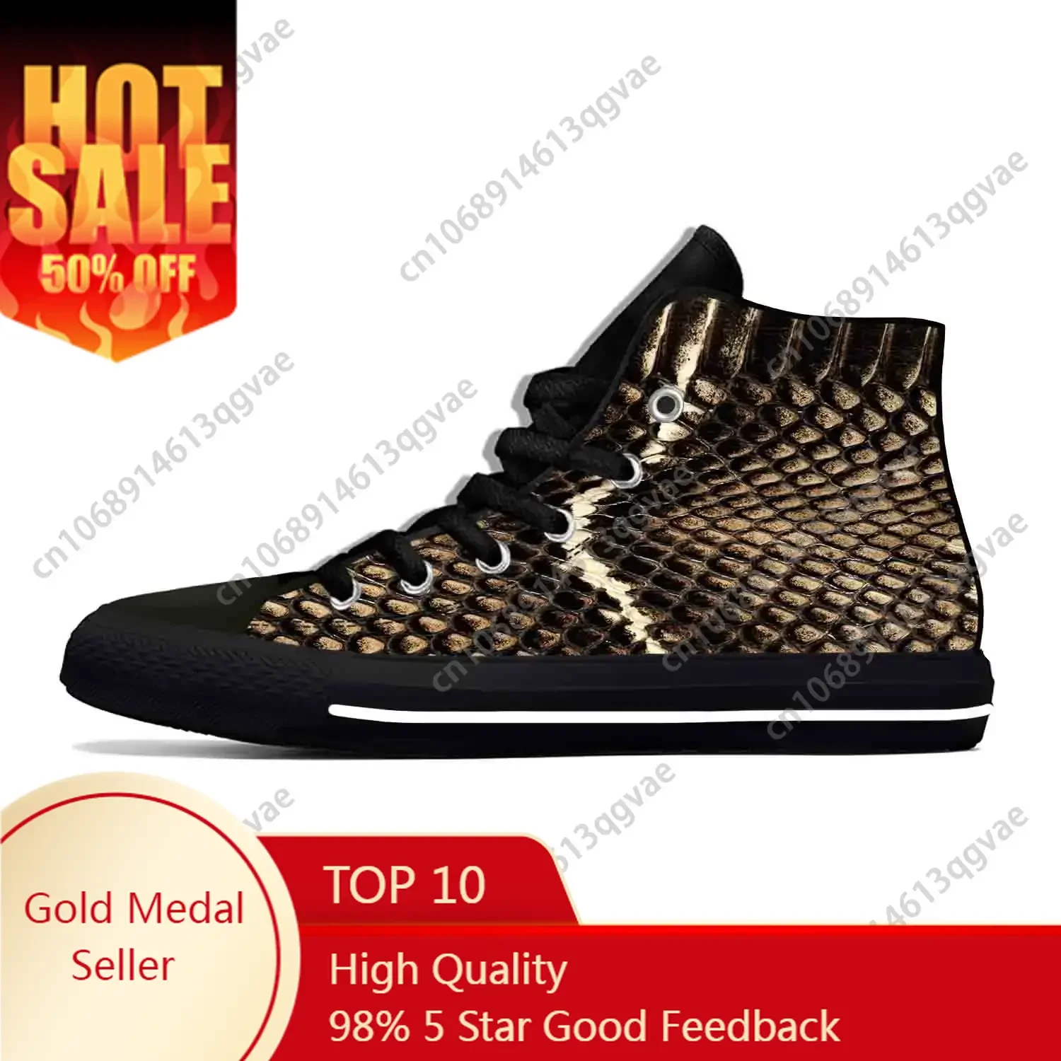 Snake Skin Scales Snakeskin Pattern High Top Light Sneakers Mens Womens Teenager Canvas Sneaker Casual Couple Custom Made Shoes