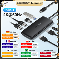 Lemorele 7 in 1 USB C Hub Multiport Adapter Docking Station Type C to 4K Supports Multiple Display Modes 100W PD Fast Charge