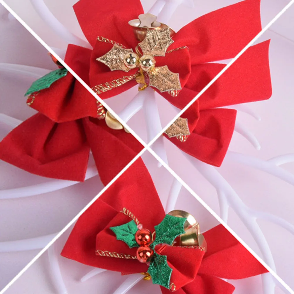 

20 PCS Christmas Bow Ornaments Bowknot Hanging Charms for Jewelry Accessories Xmas Tree Decorations Flocking Cloth