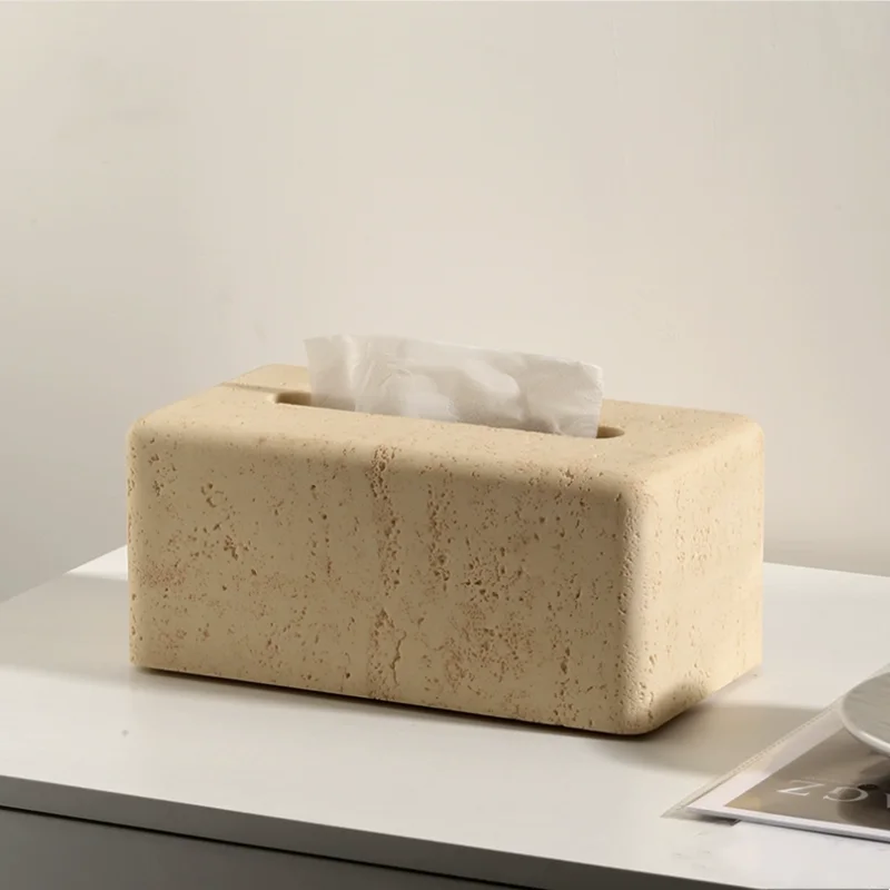 Modern Marble Rectangular Handkerchief Box Holder, Living Room, Limestone Tissue Box, Napkin Organizer, Home Decoration