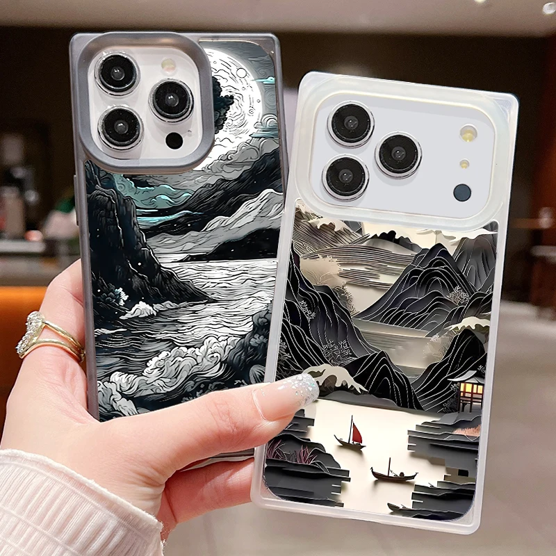 Мягкий чехол для телефона из ТПУ с пейзажной живописью для iPhone Air 17 16 15 14 Pro Max 13 12 17 Pro 11 16 15 Plus, противоударный силиконовый чехол