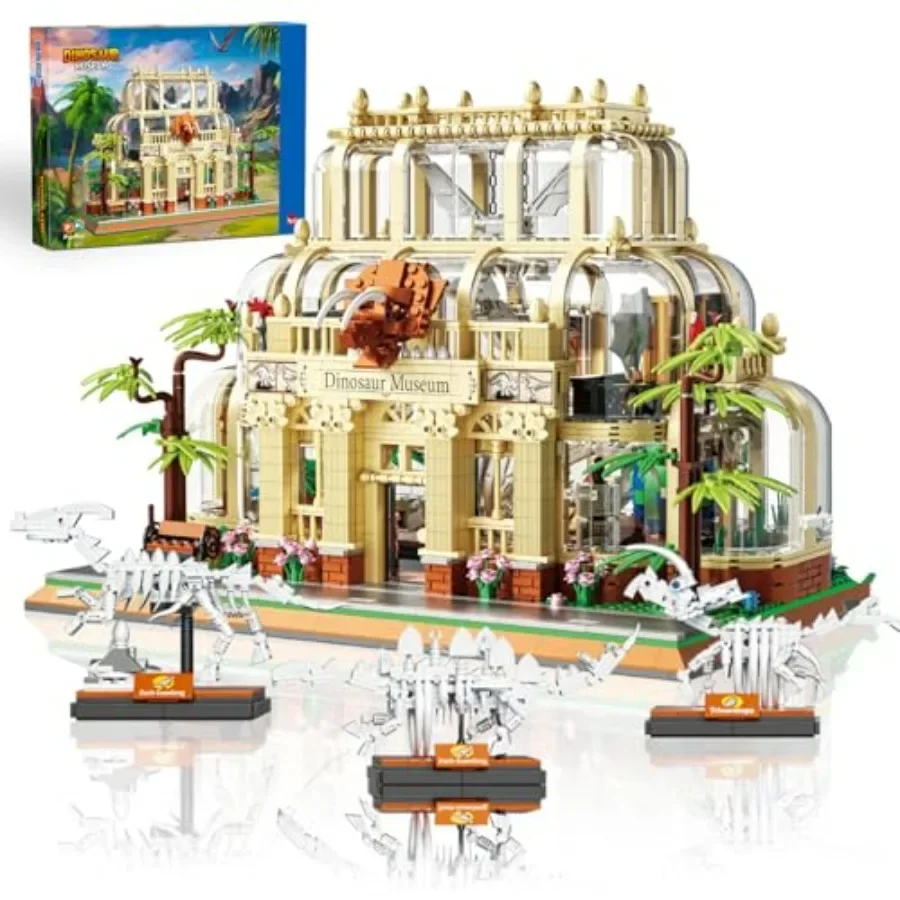 

Mini Building Set for Adults Dinosaur Museum Toy with LED Light Jurassic World Dino Fossils Building Block Kit Architecture Mod