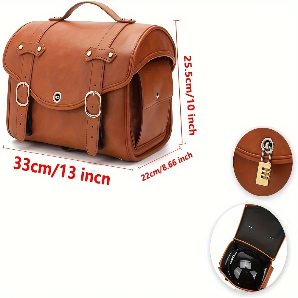 Motorcycle Universal Brown Back Seat Bag Side Waterproof Luggage Bag Outdoor Casual Large Capacity Tote Bag