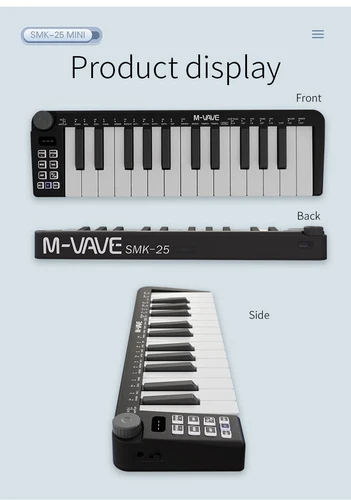 Imagen 2 del producto M-VAVE-Mini Teclado MIDI Recarregable 25 Teclas Teclado De Controle MIDI Mini Controlador USB Portátil