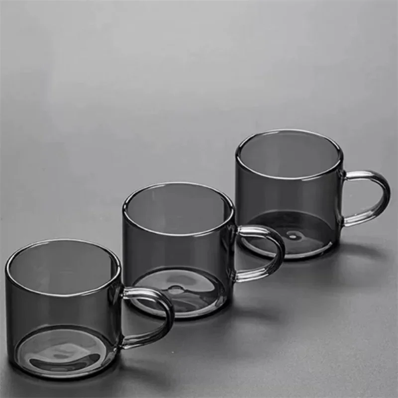 6pcs/Set 80ml High Borosilicate Black Small Glass Teacup Chinese Kung Fu Tea Flower Tea Water Cup Tea Set Accessories Teaware
